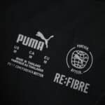 RB Leipzig 2025/26 third kit fan version by Puma, inner label showing size and RE:FIBRE sustainability details.