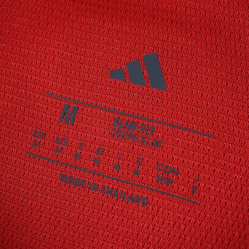 Close-up of the inside collar label on the SL Benfica 2025/26 Home Fan Version jersey, showing size and brand.
