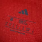 Close-up of the inside collar label on the SL Benfica 2025/26 Home Fan Version jersey, showing size and brand.