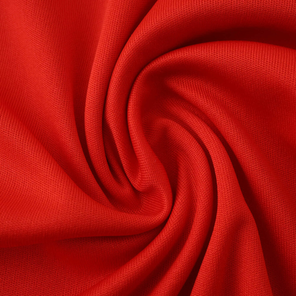 Close-up of red fabric texture for Bayern Munich Home 2025/26 Fan Version jersey.