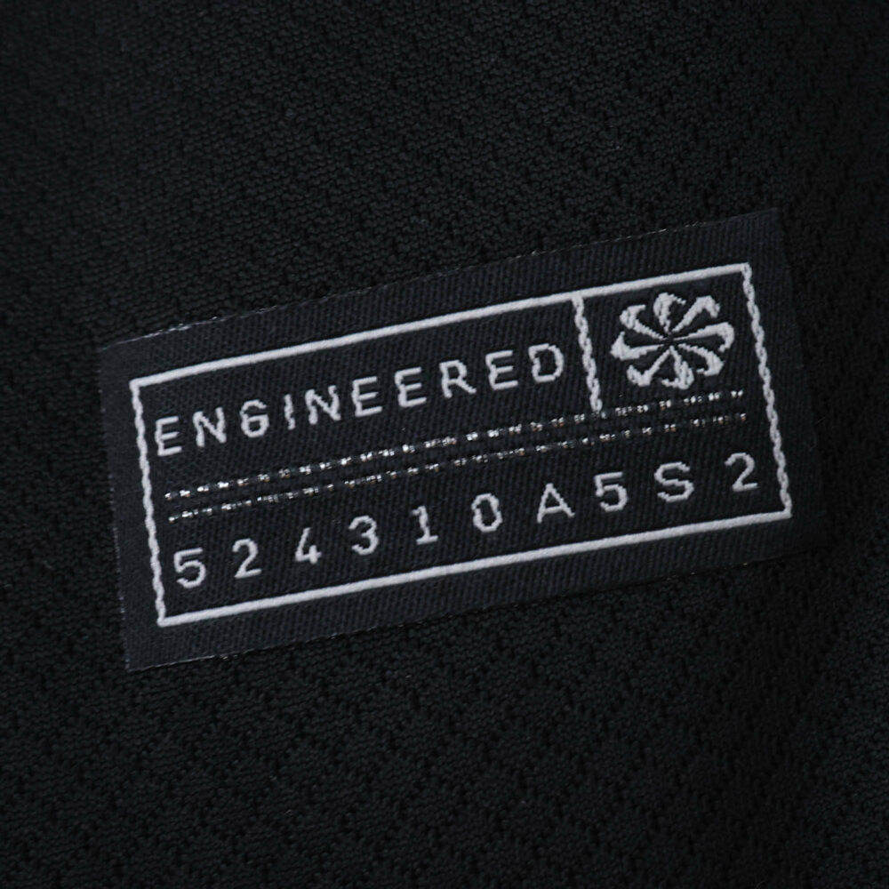 Close-up of the "Engineered" authenticity tag on the Corinthians Away 2025/26 Fan Version jersey.