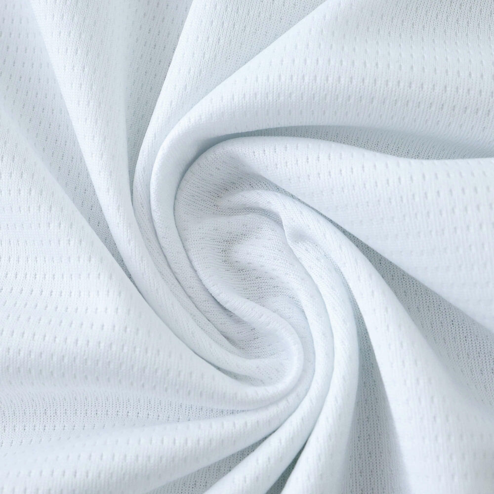 Close-up of Palmeiras Away 2025/26 Fan Version jersey fabric, showing white breathable mesh texture.