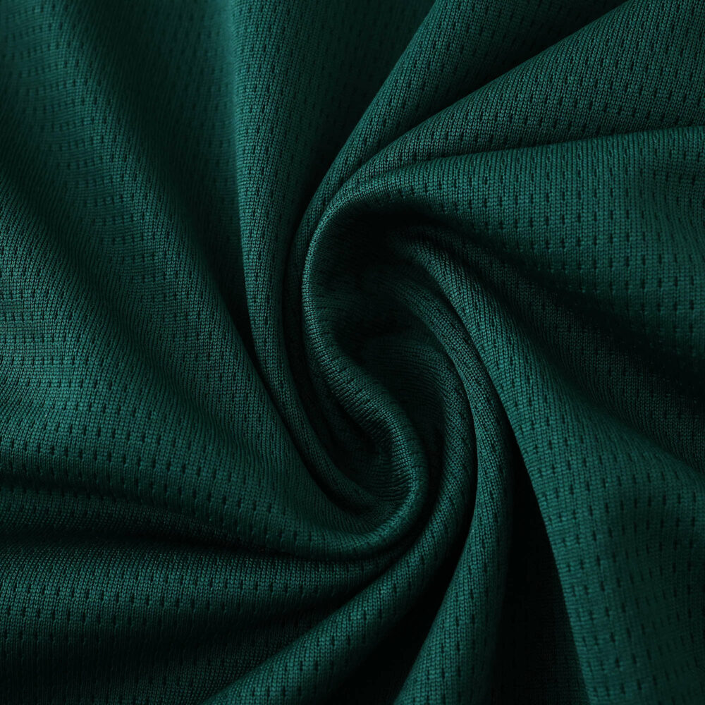 Close-up of Palmeiras 2025/26 Home Fan Version jersey fabric in dark green, showing texture and weave.