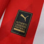 Close-up of the PSV Eindhoven 2025/26 home fan jersey with Puma authentic licensed football patch.
