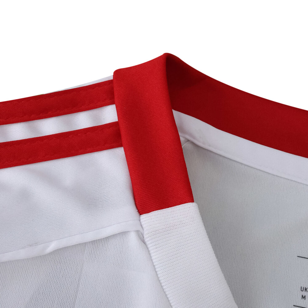 Close-up of SL Benfica Third 2025/26 Fan Version jersey collar, showing red and white details.