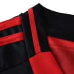 Close-up of the collar on the Flamengo Home 2025/26 Fan Version jersey, showing red and black fabric details.
