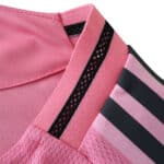 Close-up of the Inter Miami CF 2025/26 home player version jersey collar and shoulder details in pink.