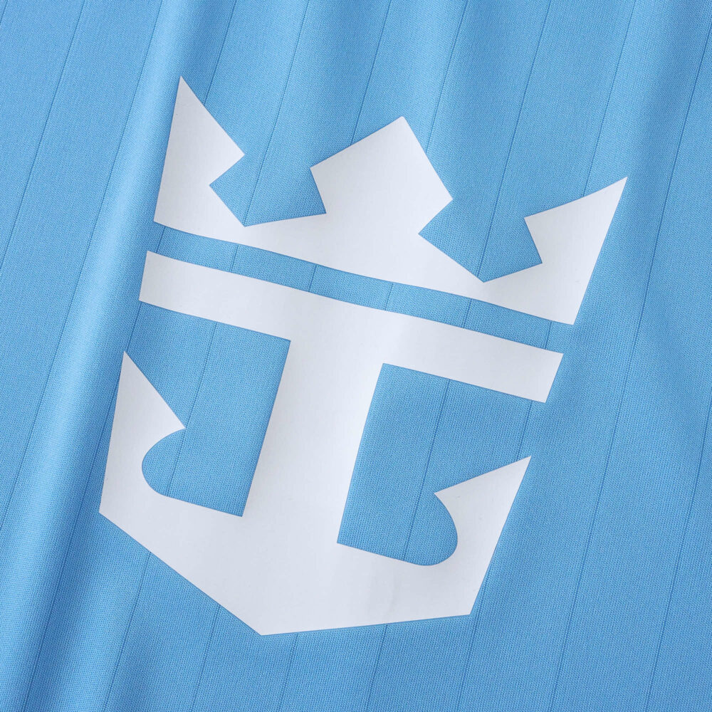 White Royal Caribbean logo on light blue fabric, part of the Inter Miami CF Third 2025/26 Fan Version jersey.
