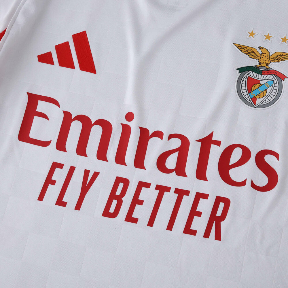 Close-up of the SL Benfica 2025/26 Third Player Version jersey with club badge and sponsor logo.