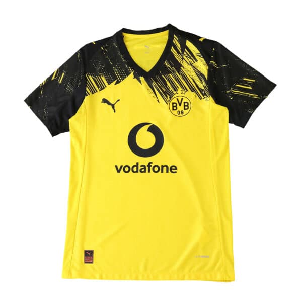 Borussia Dortmund 2025/26 Home Player Version jersey, yellow with black graphic shoulders, Puma logo, Vodafone sponsor.