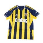 Fenerbahce 2025/26 home fan version jersey with yellow and navy stripes, crest, and sponsor logo.