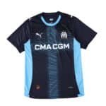 Olympique Marseille 2025/26 away player version jersey in navy with light blue accents and sponsor logo.