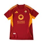 Roma Home 2025/26 Player Version jersey in red with yellow accents, Adidas and Riyadh Season logos.