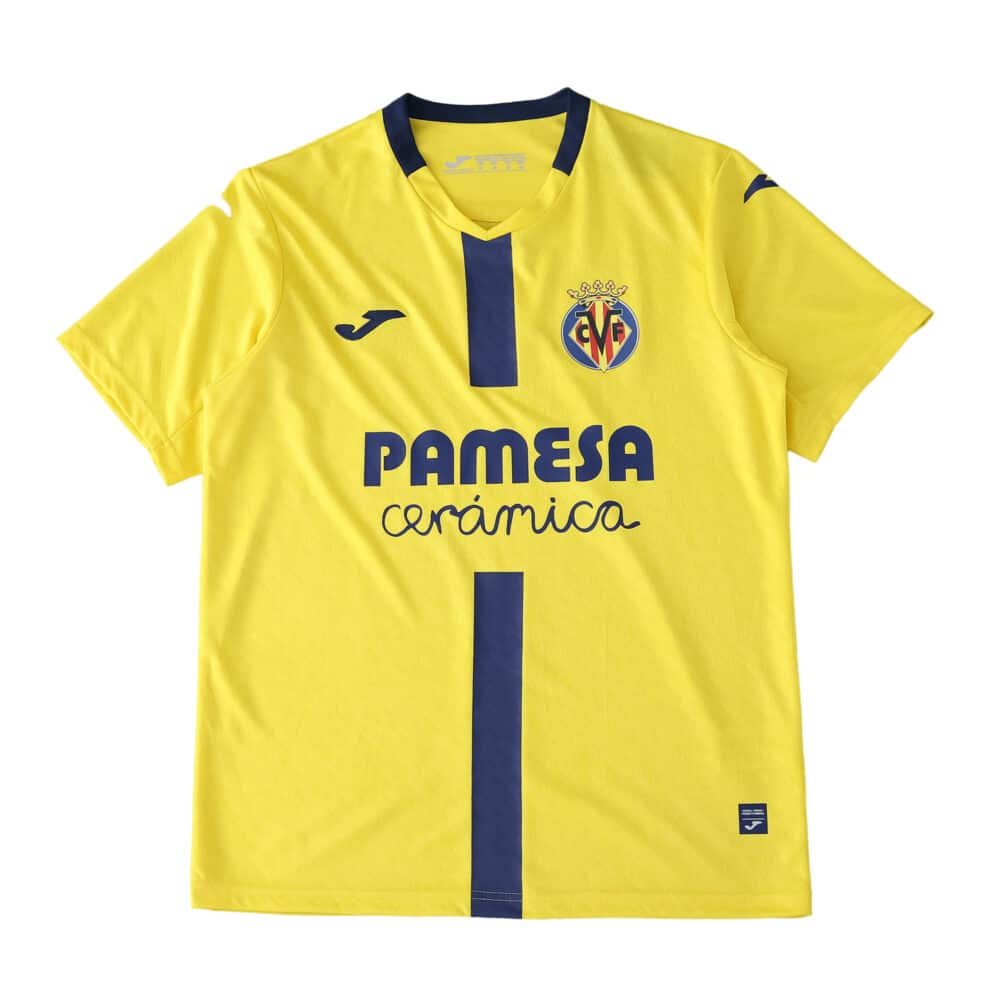 Villarreal CF 2025/26 home fan jersey, yellow with navy accents, sponsor and club crest on chest.