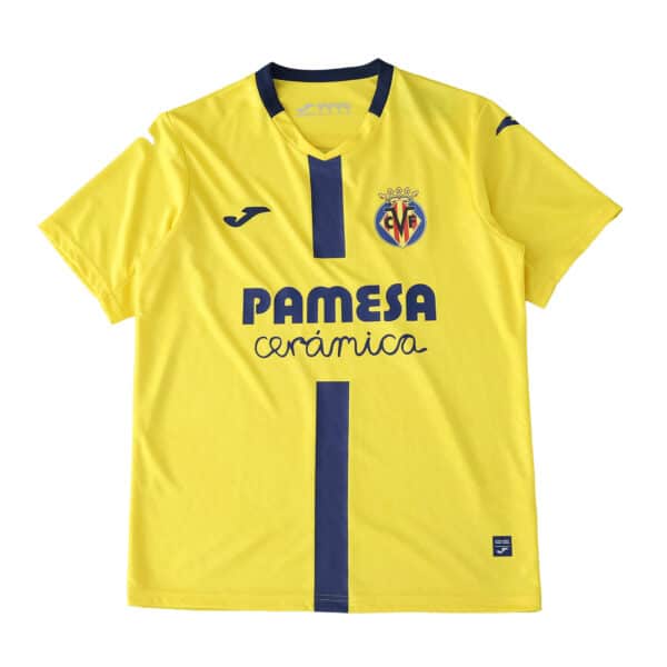 Villarreal CF 2025/26 home fan jersey, yellow with navy accents, sponsor and club crest on chest.