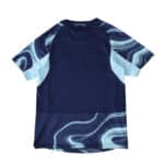 Back view of the Ajax Away 2025/26 Player Version jersey featuring a blue and white abstract pattern.