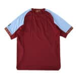 Back view of Aston Villa 2025/26 Home Player Version jersey in claret with sky blue sleeves and gold details.