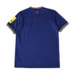 Back view of the Newcastle United 2025/26 Third Fan Version jersey in blue with striped collar and sleeves.