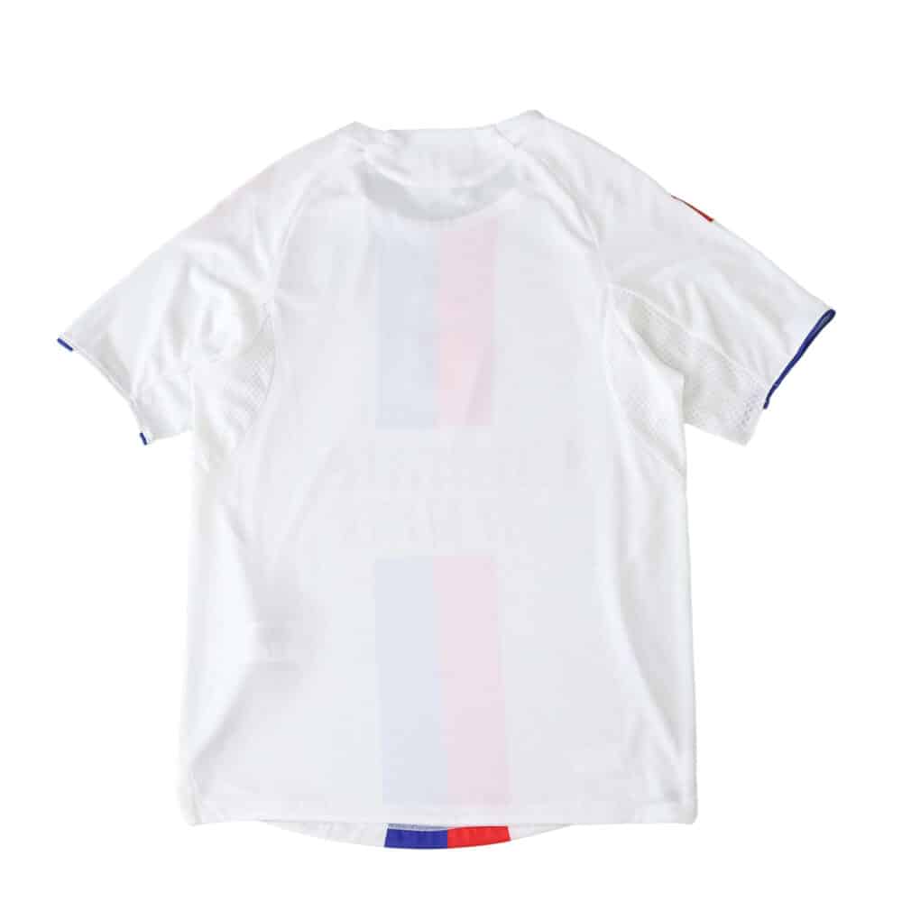 Back view of the Olympique Lyonnais 2025/26 home player version jersey, featuring subtle vertical stripes.