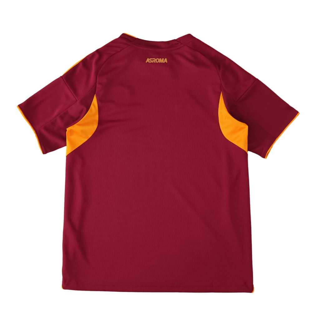 Back view of the Roma 2025/26 Home Fan Version jersey in red with yellow side accents.