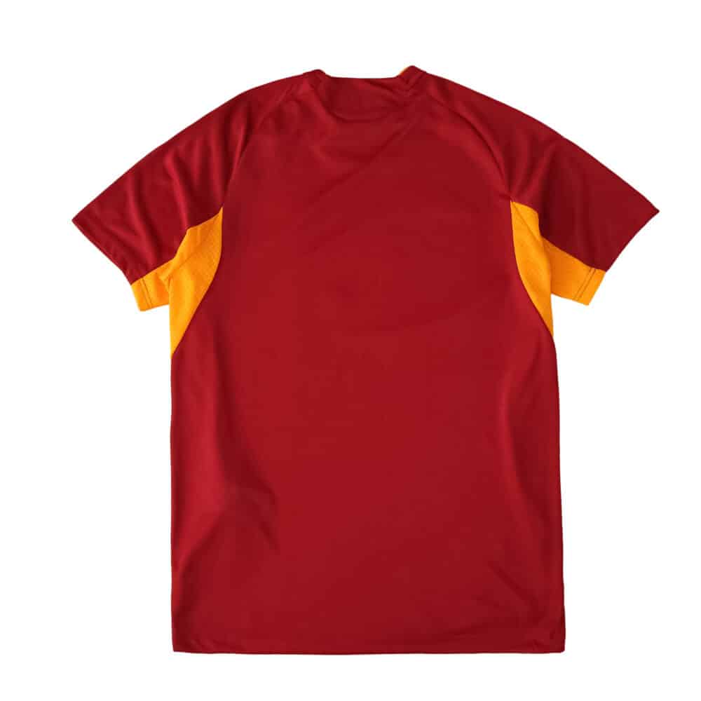 Back view of the 2025/26 Roma Home Player Version jersey in red with yellow side panels.