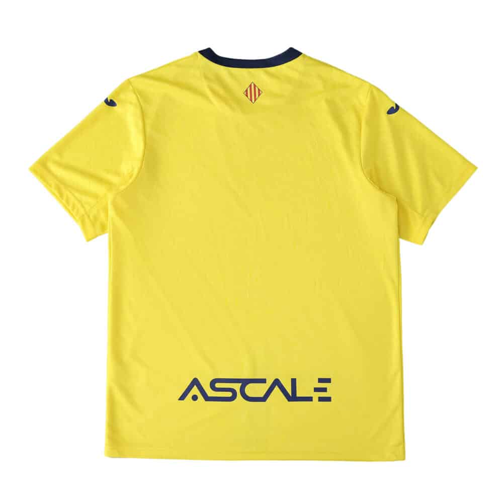 Back view of Villarreal 2025/26 home fan jersey in yellow with navy accents and ASCALE sponsor logo.