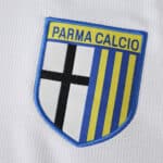 Parma Third 2025/26 Fan Version shirt featuring the Parma Calcio club crest on white fabric.