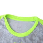 Close-up of Manchester City Third 2025/26 Player Version jersey collar with neon green trim.