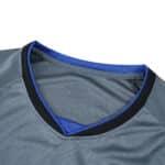 Close-up of the collar on the Rangers Third 2025/26 Fan Version jersey, featuring black and blue trim.