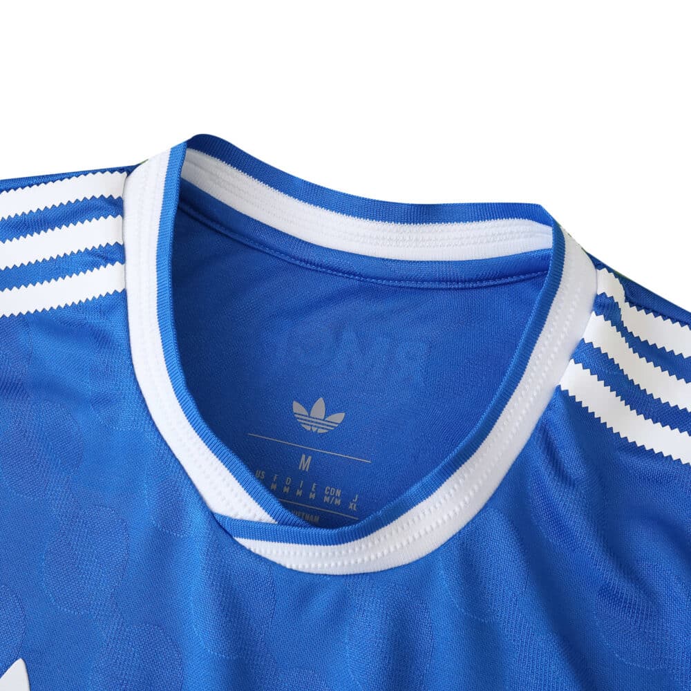 Close-up of the Real Madrid Third 2025/26 Player Version jersey collar with Adidas logo and white trim.