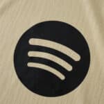 Close-up of the Spotify logo on the Barcelona Away 2025/26 Player Version jersey fabric.