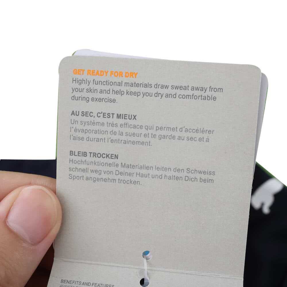 Close-up of the Olympique Marseille Away 2025/26 Player Version tag highlighting fabric technology details.