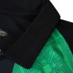 RC Lens Away 2025/26 Fan Version shirt collar and green patterned chest detail.