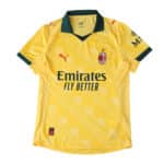 AC Milan Third 2025/26 Player Version jersey in yellow with green accents, Puma logo, and Emirates sponsor.