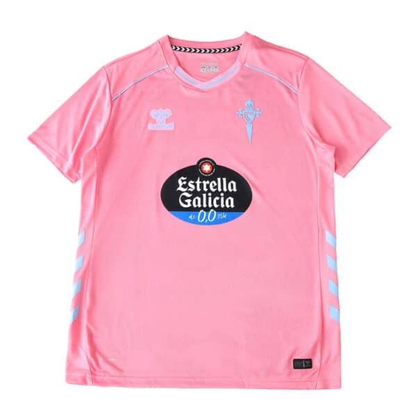 Celta Vigo Third 2025/26 Fan Version jersey in pink with sponsor and club logos on the front.