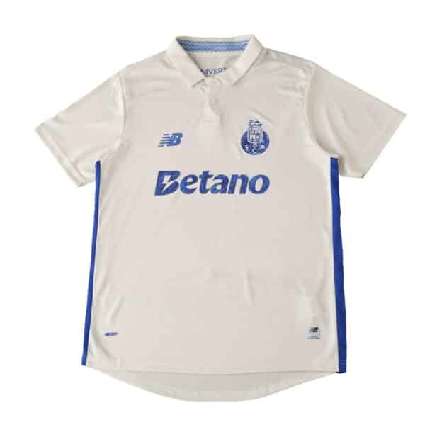 FC Porto Third 2025/26 Fan Version jersey in white with blue accents, New Balance and Betano logos.