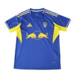 Leeds United Away 2025/26 Fan Version jersey in blue with yellow accents and sponsor logos on front.