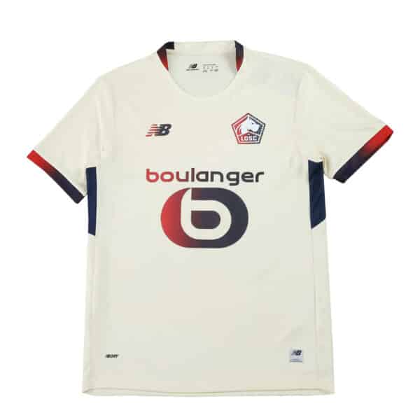 Lille LOSC Away 2025/26 Fan Version jersey in white with red and navy accents, club and sponsor logos visible.