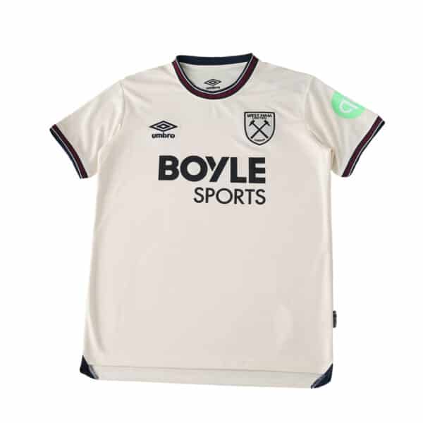 West Ham United Away Fan Version 2025/26 jersey in cream with sponsor and club crest on the chest.