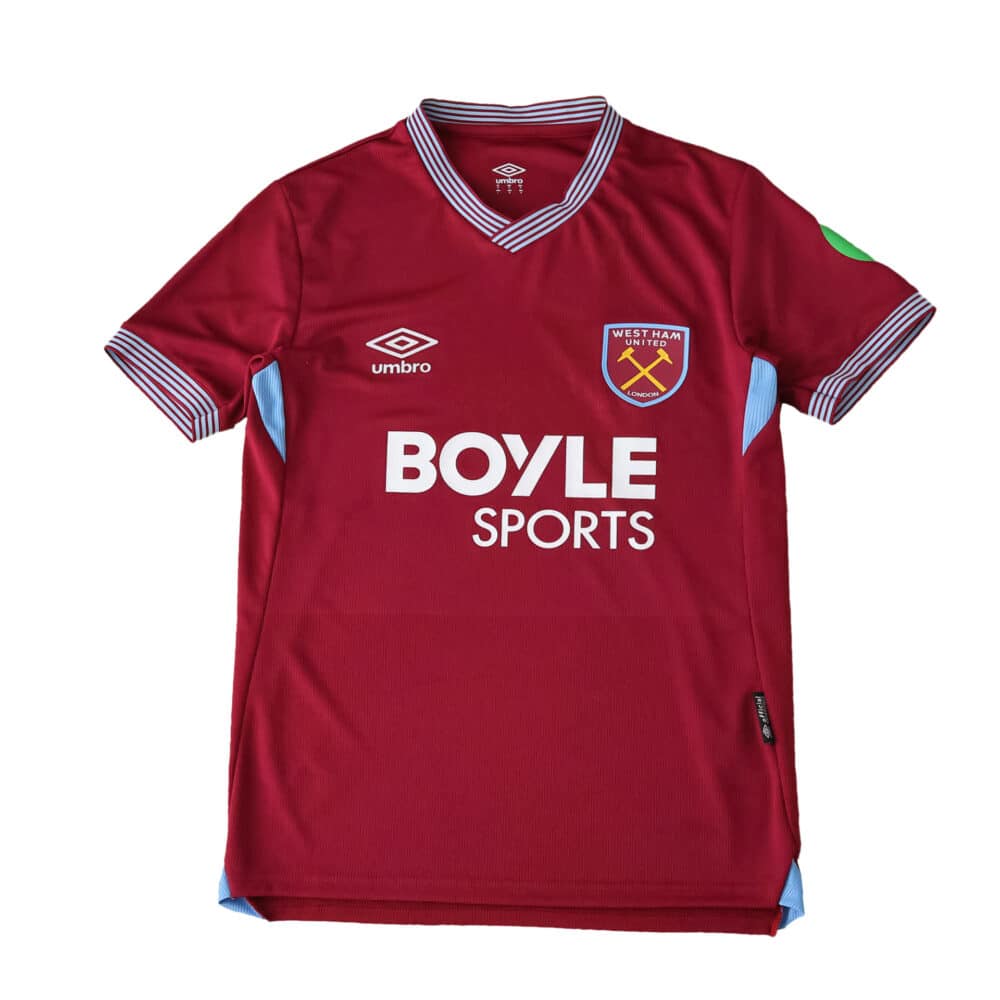 West Ham United Home 2025/26 Player Version jersey, claret with sky blue details and club crest.