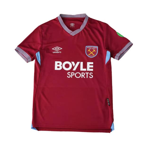 West Ham United Home 2025/26 Player Version jersey, claret with sky blue details and club crest.