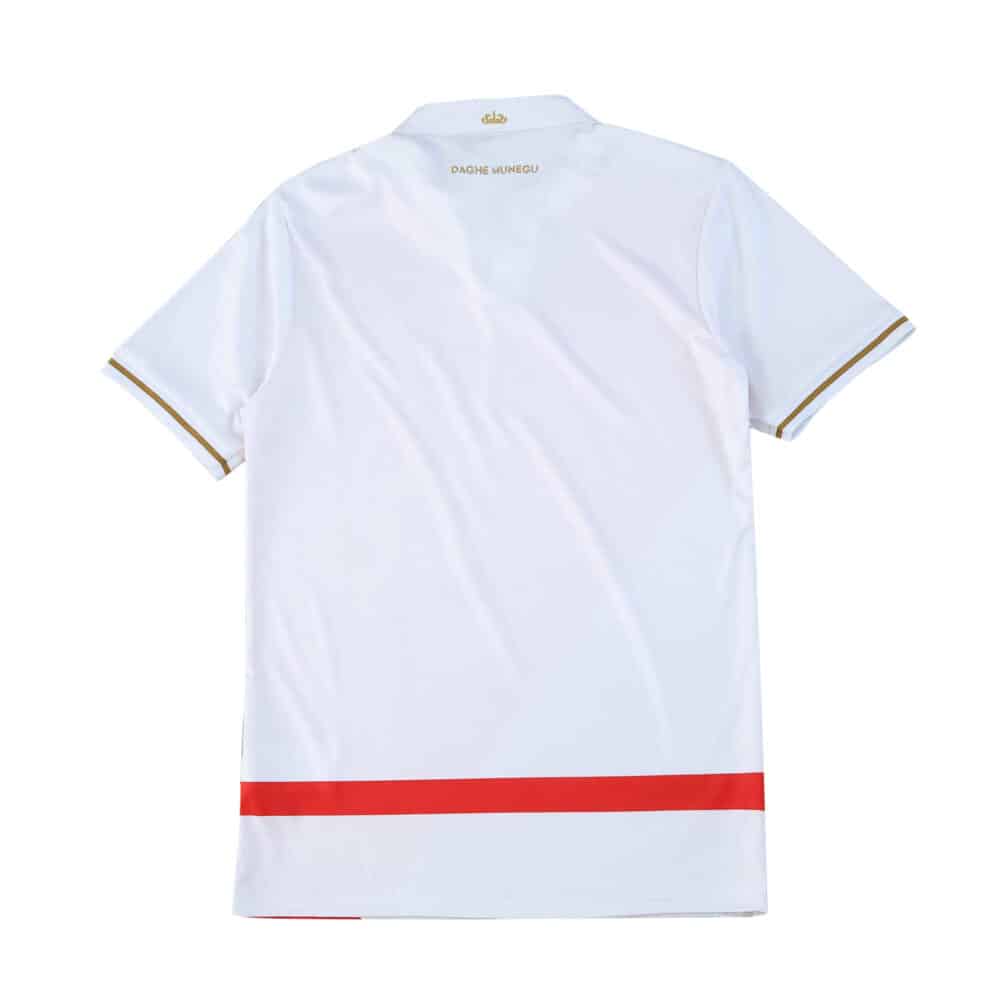 Back view of the AS Monaco 2025/26 home player version jersey, featuring a white base with red accents.