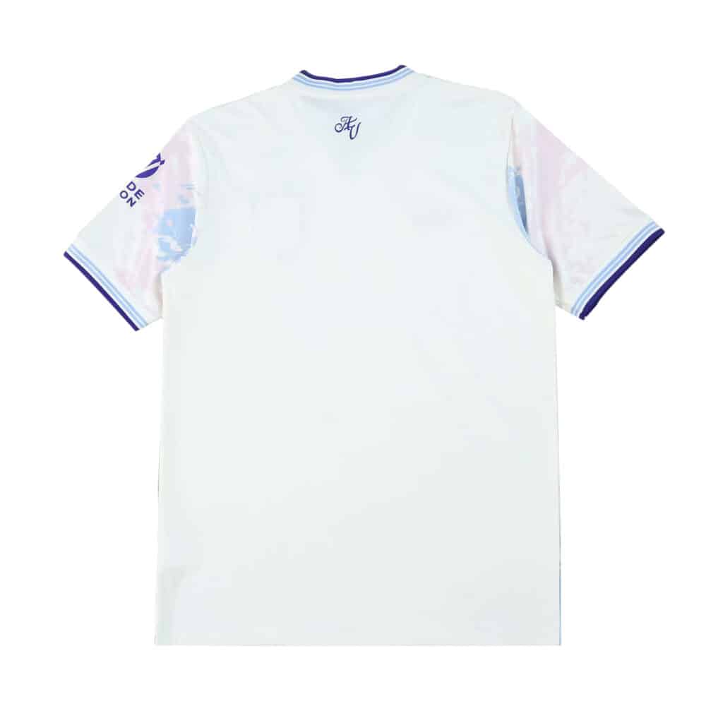 Back view of Aston Villa Third 2025/26 Fan Version jersey, white with purple trim and sleeve detailing.