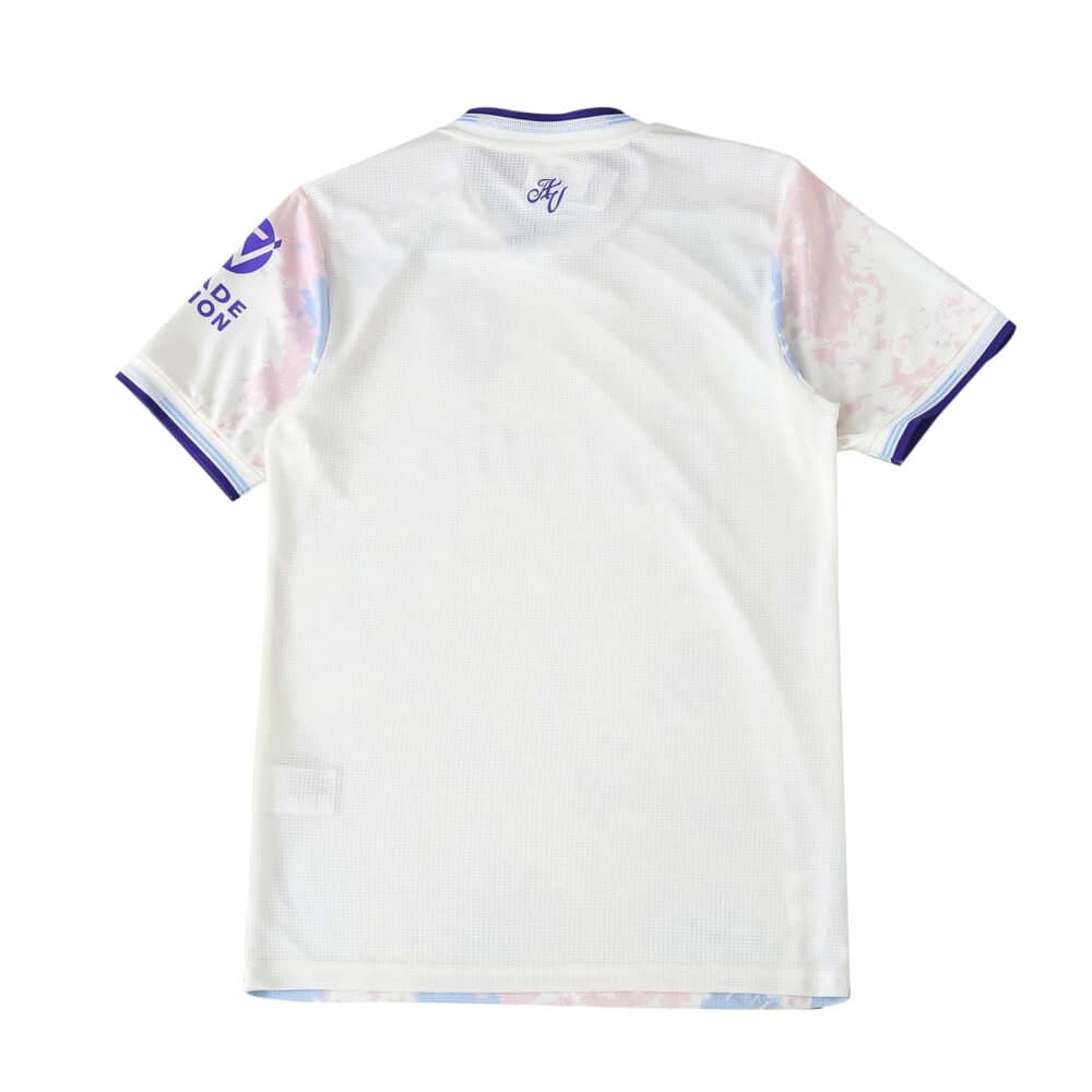 Back view of Aston Villa Third 2025/26 Player Version jersey, featuring white fabric with pastel accents.