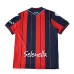 Back view of Bologna FC 2025/26 home fan jersey with red and blue stripes, Selenella sponsor logo.