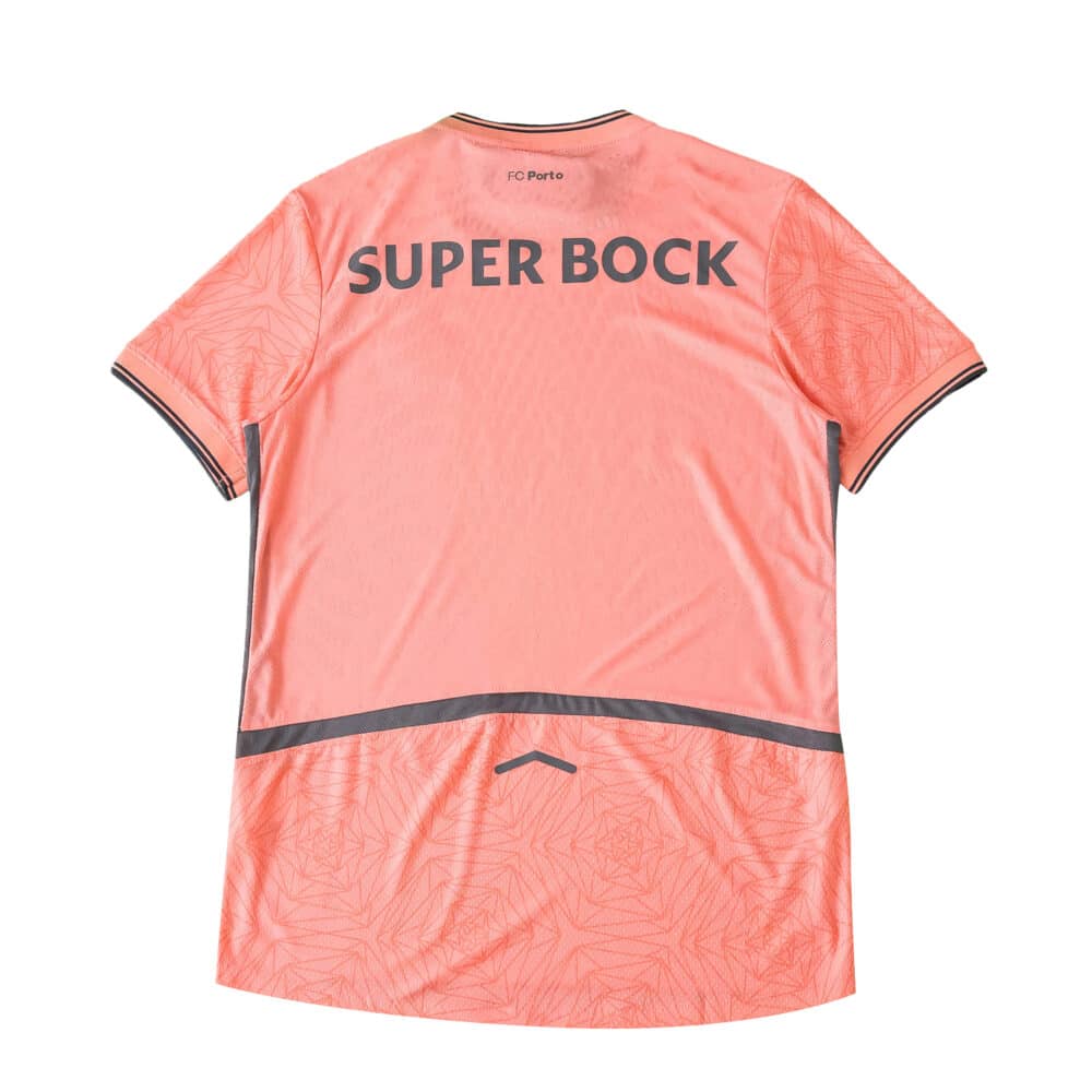 Back view of FC Porto Away 2025/26 Player Version jersey in peach with "Super Bock" sponsor text.