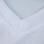 Close-up of the white V-neck collar on the Valencia Home 2025/26 Fan Version jersey.