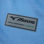 Close-up of Mizuno logo and official licensed product label on Lazio Home 2025/26 Fan Version jersey.