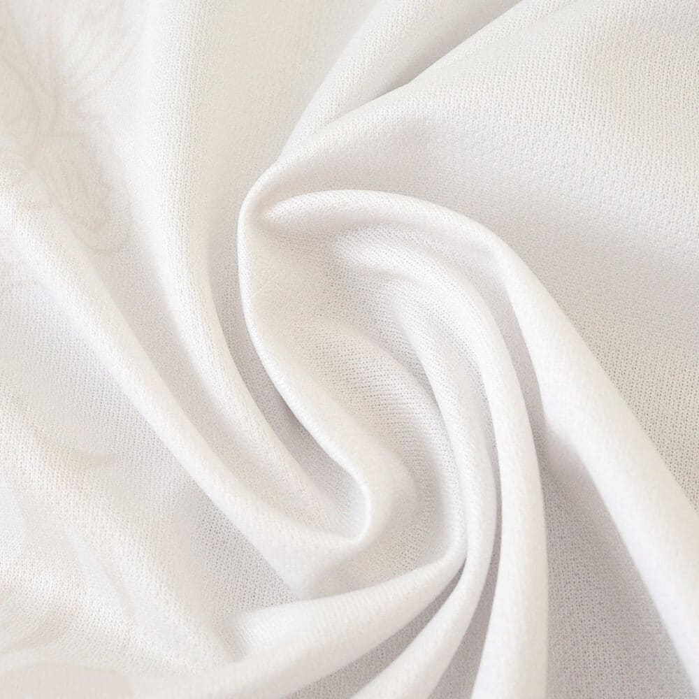 Close-up of the white Napoli Away 2025/26 Fan Version jersey fabric showing its texture and detail.