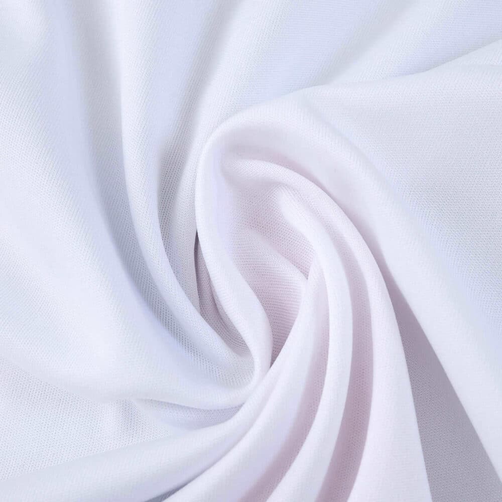 Close-up of the white fabric used in Olympique Lyonnais 2025/26 Home Fan Version jersey.